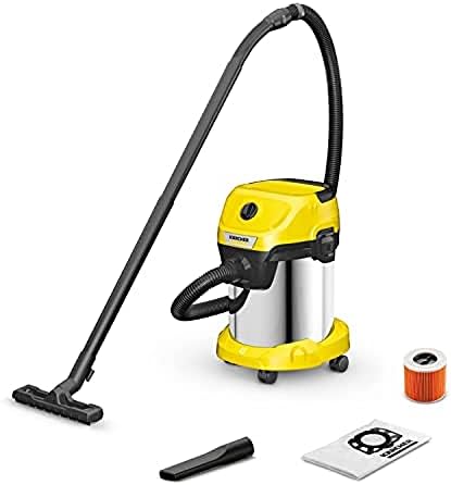 Kärcher ıslak/kuru elektrikli süpürge WD 3 S V-17/4/20, kartuş filtresi, keçe filtre torbası dahil, 1.000 W, paslanmaz çelik hazne 17 l, emme hortumu: 2 m ve hortum muhafazası, üfleme fonksiyonu - Görsel 1