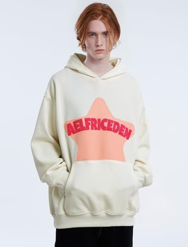 Aelfric Eden Womens Graphic Hoodies Pink Star Print Hoodie Unisex Oversized Hoodies Long Sleeve Pocket Pullover - Görsel 3