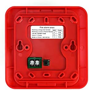 QWORK Fire Alarm, 12 / 24V DC Wired Sound and Light Fire Alarm Warning Strobe Siren Horn, Sound Alarm Security System Sensor - Görsel 4