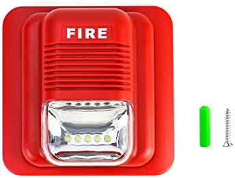 QWORK Fire Alarm, 12 / 24V DC Wired Sound and Light Fire Alarm Warning Strobe Siren Horn, Sound Alarm Security System Sensor - Görsel 5
