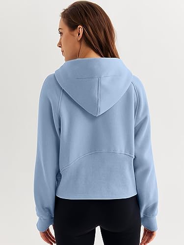 WYNNQUE Womens Quarter Zip Pullover Cropped Hoodies Long Sleeve Fleece Half Zip Sweatshirts Fall Outfits Clothes - Görsel 5