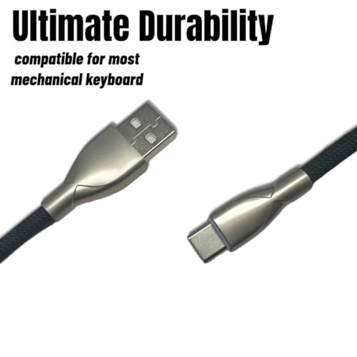 USB C Coiled Keyboard Cable - Gaming Keyboard Coil Cord ,Custom Type Braided Mechanical Keyboard Cable With Detachable Metal Aviator Wire, 1.5M USB-C to USB-A, Computer Decoration Keyboard Wire Black - Görsel 5