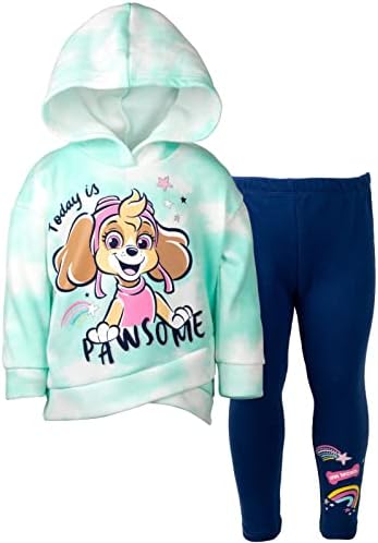 Paw Patrol Everest Skye Girls Pullover Crossover Fleece Hoodie and Leggings Outfit Set Toddler to Little Kid - Görsel 1