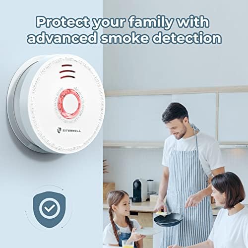 SITERWELL Smoke Detector Fire Alarm with Magnetic Fastening Kit and Built-in Battery, Fire Safety with Photoelectric Technology for Home Bedroom and Babyroom, UL Listed, GS528A, 6 Packs - Görsel 7