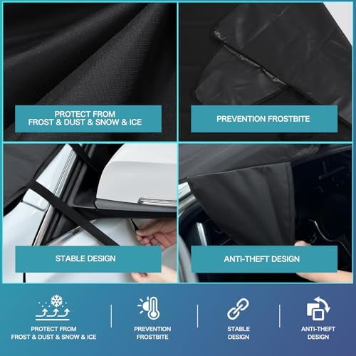 Zhufas Ön cam örtüsü, kış, ön cam örtüsü, kış, araba ön cam örtüsü, kış için araç camı örtüsü, kış, don, UV güneş toz, otomobil, SUV için (190 x 107 cm) - Görsel 2