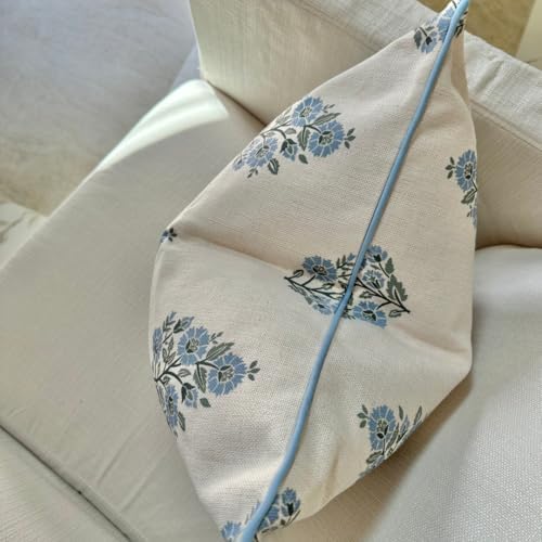 Floral Pillow Cover Camille Blockprint Throw Pillow for Home Grandmillennial 20"x20" Pillow Cover Floral Pillow Cover Grandmillennial Home Decor - Görsel 4