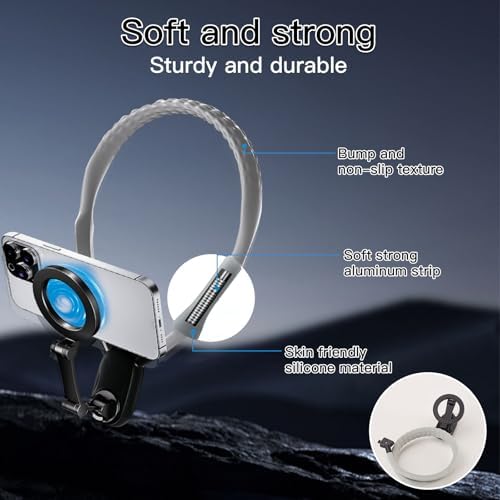 Neck Mount Phone Holder Magnetic Neck Holder for Action Camera & Phone Hand Free Cell Phone Neck Holder for Recording POV Video Vlog - Görsel 7