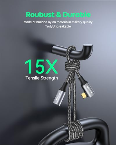 Right Angle USB C Extension Cable 1.5ft, 90 Degree USB C Male to USB C Female Cable, USB 3.1/10Gbps & 4K Video Transfer USB C Extender Cable with 100W Fast Charging for USBC Hub, Laptop, Tablet, Phone - Görsel 7