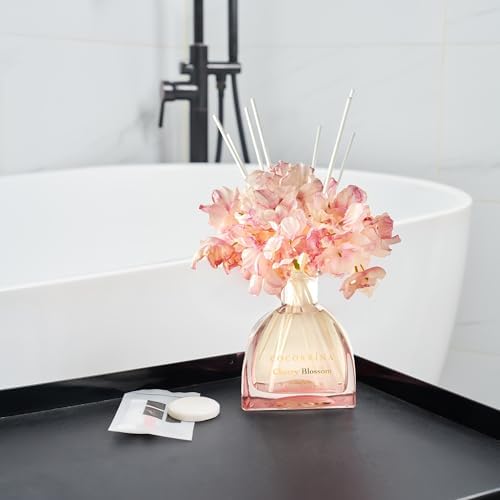 COCORRÍNA Reed Diffuser - 8.5 Oz Cherry Blossom Reed Diffuser with 8 Sticks for Home Bathroom Shelf Decor (Simple Luxe Collection) - Görsel 5