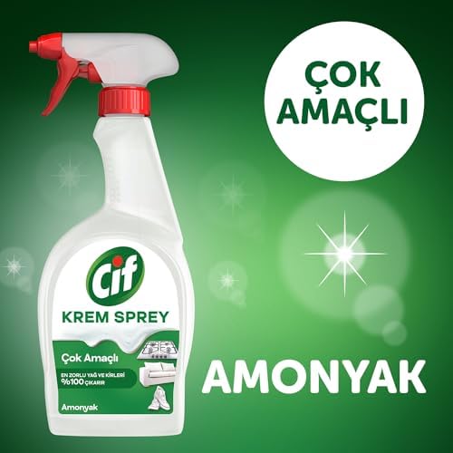 Cif Krem Sprey Çok Amaçlı Amonyak Yüzey Temizleyici Yağ ve Kir Çıkarıcı 750 ml - Görsel 6