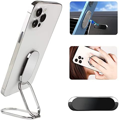 CLZWiiN Phone Ring Holder Finger Kickstand, Foldable 360° Rotation Cellphone Grip for Desk, Office Desktop, Cell Phone Stand Compatible with iPhone iPad Smartphones Tablets (with Magnetic Car Mount) - Görsel 1