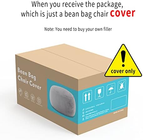 Bean Bag Chair Cover(Cover Only,No Filler),Big Round Soft Fluffy PV Velvet Washable Bean Bag Lazy Sofa Bed Cover for Adults,Living Room Bedroom Furniture Outside Cover,5ft Dark Grey. - Görsel 6