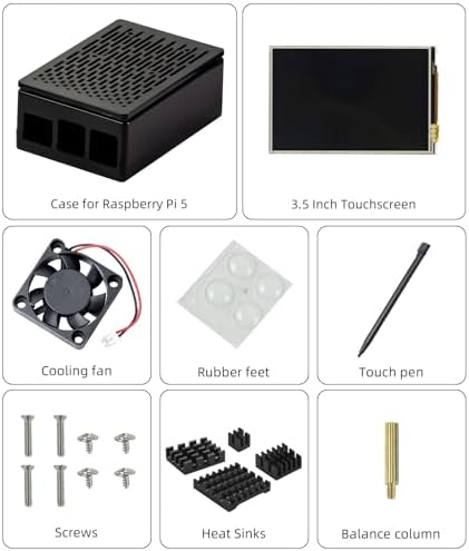 CUQI Raspberry Pi Display, 3.5 Inch Touchscreen with Raspberry Pi 5 Case, 480x320 TFT LCD 60 FPS Monitor with Mini Fan and Heatsink for Raspberry Pi - Görsel 7