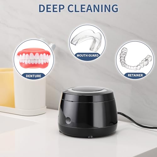 Ultrasonic Retainer Cleaner Machine, 43kHz Ultrasonic Denture Cleaner with Retainer Cleaning Cartridge for Dentures, Aligner, Mouth Guards, Retainer, All Dental Appliances, Black - Görsel 4
