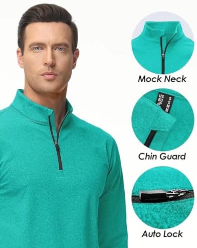 Boladeci Men's Quarter Zip Pullover Premium Fleece Lined Heather Long Sleeve Golf Shirts Midweight 1/4 Half Zip Sweatshirts - Görsel 4