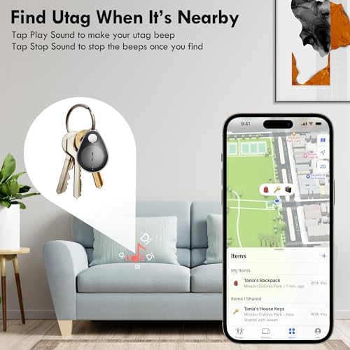 Utag GPS Tracker for Clothes Hidden, Key Finder Tracker Waterproof Bluetooth Tracker with pin,Works with Apple Find My (iOS only),Lost Mode,uitable for Backpack,Luggage - Görsel 4