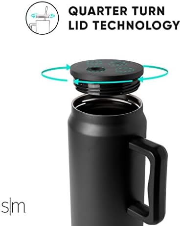 SIMPLE MODERN Saplı ve pipetli kupa | Büyük yalıtımlı paslanmaz çelik su sürahisi | Kadınlar ve erkekler için hediyeler | Trek koleksiyonu | 1480 ml | Midnight Black - Görsel 4