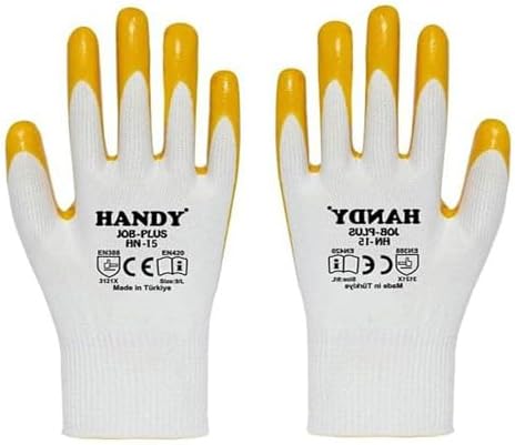 Badem10 Handy HN-15 Nitril Kaplama İş Eldiveni Sanayi İnşaat Usta Eldiven 10/XL (12 ÇİFT)