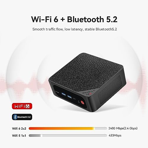 Beelink Mini PC SER5 MAX, AMD Ryzen 7 5800H(8C/16T,up to 4.4 GHz),Mini Computer 16GB DDR4 RAM 500GB M.2 SSD Graphics 8 core 2000 MHz Wifi6/BT5.2/HDMI+DP+Type-C,Support Three-Screen Display - Görsel 6