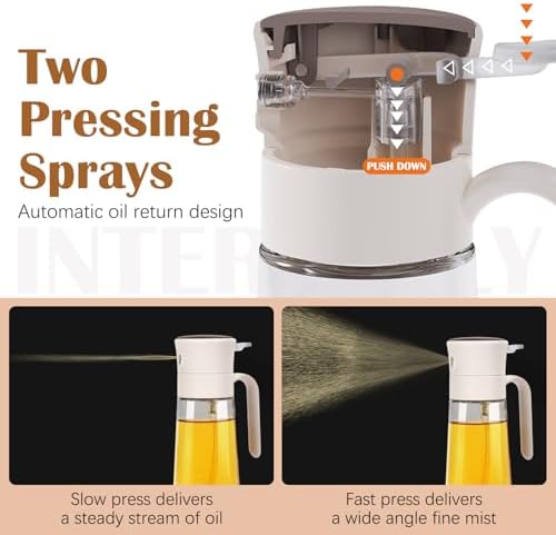 Oil Sprayer for Cooking, Food Grade Glass Oil Dispenser for Kitchen, 8.5oz/250ml Lightness Olive Oil Dispenser Bottle, Oil Mister Spray Bottle for Cooking, Air Fryer, Salad, Frying, Barbecue - Görsel 2