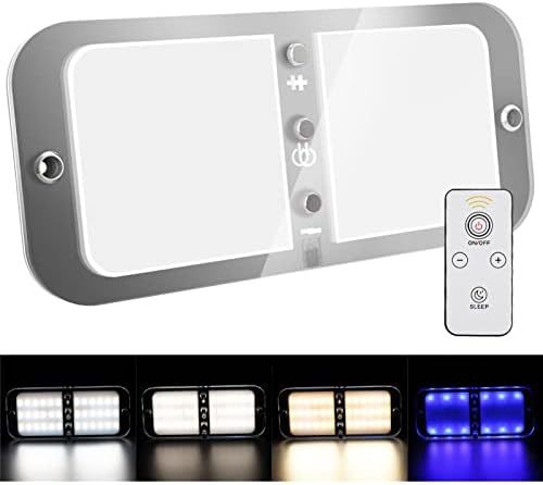 Kriogor LED tavan lambası, 12 V, anahtarlı/uzaktan kumandalı, 4 mod, 3 ayar şalteri, LED iç aydınlatma, 12 V, 72 LED 800 lm, kısılabilir, araç iç mekan aydınlatması, evrensel - Görsel 1