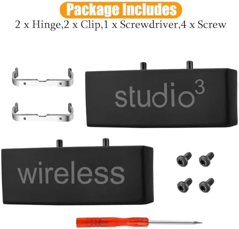 Studio 3 Hinge Replacement Parts Metal Folding Original Hinges Headband Connector Clip Pin Cover Accessories Repair Kit Compatible with Beats Studio3 Wireless Over-Ear Headphones (Black) - Görsel 6