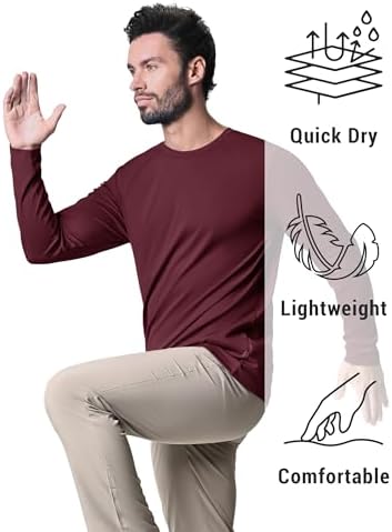 KEFITEVD Men's UV Sun Protection UPF 50+ Shirts Long Sleeve Rash Guard Workout Quick Dry Shirt for Hiking Fishing Swimming - Görsel 2