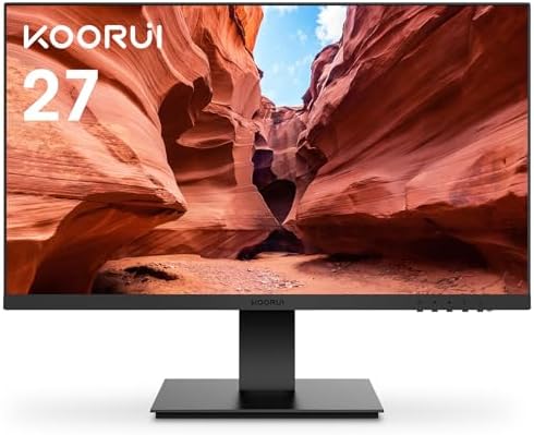 KOORUI Monitor 27 Inch 1080p PC Monitor 30001 Contrast Ratio with HDMI VGA for Office and Home, 99% SRGB, Frameless, Eye Care, Tilt Adjustment, VESA Mountable, Black