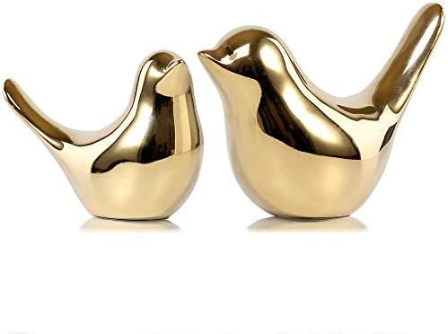 Small Birds Statues Gold Home Decor Modern Style Figurine Decorative Ornaments for Living Room, Bedroom, Office Desktop, Cabinets - Görsel 1