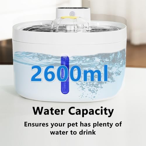JIXGRUY Cat Water Fountain, Wireless Pet Water Fountain Battery Operated,2.6L/95 fl oz Pet Water Fountain for Cats and Dog with Motion Sensor，inductive spouting，Ultra Quiet Pet Drinking Fountain Cat f - Görsel 4