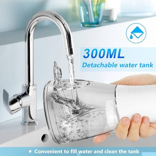 H2ofloss Water Dental Flosser Cordless, 300ML Rechargeable Oral Irrigator for Teeth Cleaning, Portable & IPX7 Waterproof Teeth Cleaner Pick for Braces Home Travel - Görsel 4