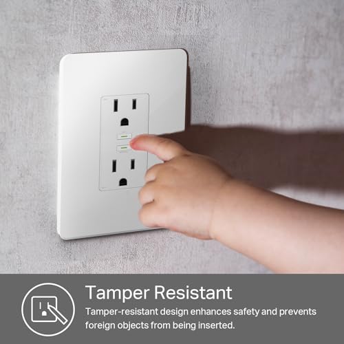 Kasa Smart Plug KP200, In-Wall Smart Home Wi-Fi Outlet Works with Alexa, Google Home & IFTTT, No Hub Required, Remote Control, ETL Certified , White, 1 Pack - Görsel 7