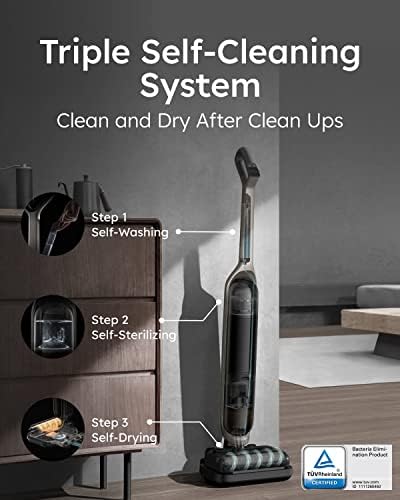 Anker eufy Clean Mach V1 Ultra, Moplu Buharlı Şarjlı Üçlü Dikey Kablosuz Süpürge, Sulu Ozon ile 99.9% Mikrop Temizleme, Otomatik Kendini Temizler, TÜV Rheinland Sertifikalı, Siyah - Görsel 6