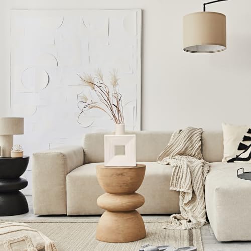 CEWOR White Ceramic Vase Set of 2, Square Boho Vase for Rustic Home Decor, Minimalist Nordic Style for Living Room Mantel Entryway Shelf Centerpiece Table Decor - Görsel 6