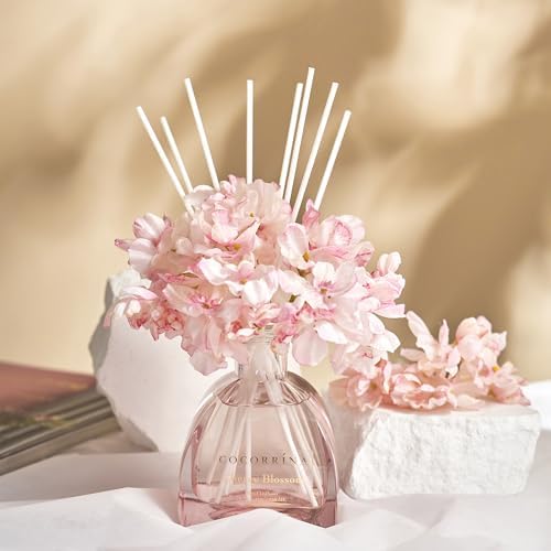 COCORRÍNA Reed Diffuser - 8.5 Oz Cherry Blossom Reed Diffuser with 8 Sticks for Home Bathroom Shelf Decor (Simple Luxe Collection) - Görsel 3