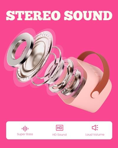 Kids Karaoke Machine, Kids Toys Birthday Gift for Girls, Mini Portable Bluetooth Speaker with 2 Wireless Microphone for Girl 5,6,7,8,10+Year Old(Pink) - Görsel 7
