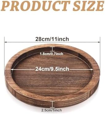 Round Wooden Serving Tray for Decor, 11" Kitchen Table Centerpieces Decor Decorative Tray, Farmhouse Dining Table Centerpiece Tray, Kitchen&Home Decor Accessories for Table - Görsel 6