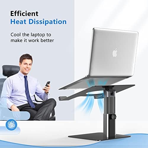 Shmyby Laptop Stand, Ergonomic Aluminum Laptop Stand for Desk, Adjustable Laptop Riser Compatible with MacBook, Air, Pro, Dell XPS, HP, Xiaomi, Samsung, and Other 10-17 inches laptops - Görsel 6