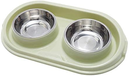 MXCELL Double Dog Cat Food Bowls, Stainless Steel Pet Bowls Dog Water Bowls with No-Spill and Non-Skid PP Station, Food Water Feeder for Cats and Small Dogs - Görsel 1