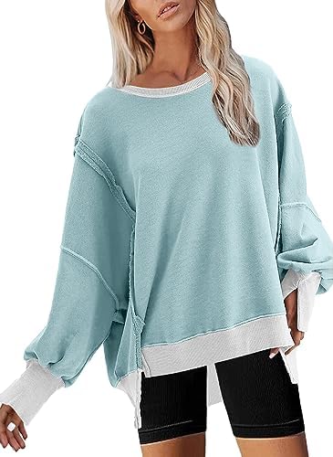 Womens Crew Neck Sweatshirts Teen Girls Tie Dye Oversized Fall Clothes 2023 Floral Long Sleeve Outfits Pullover Tops