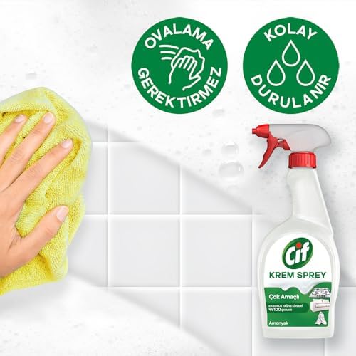 Cif Krem Sprey Çok Amaçlı Amonyak Yüzey Temizleyici Yağ ve Kir Çıkarıcı 750 ml - Görsel 5