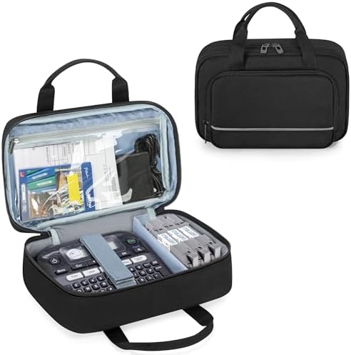 CURMIO Carrying Case Compatible with Brother P-Touch PT-D220/PT-D210 Label Maker, Portable Storage Holder Organizer Bag for Label Printer Machine, Label Tape, AC Adapter, Battery, USB Cable, Bag Only - Görsel 1