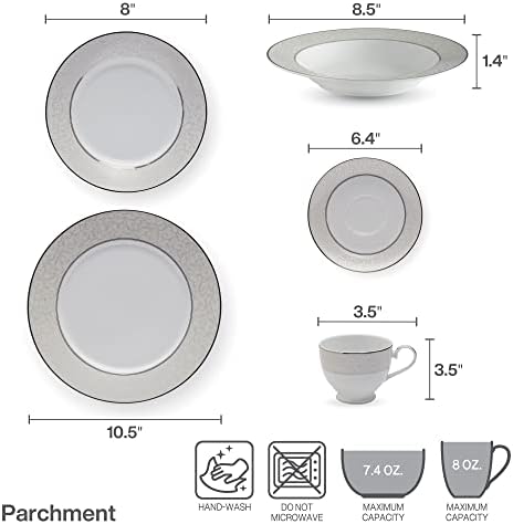 Mikasa 5224232 40-Piece Dinnerware Set, Parchment - Görsel 3