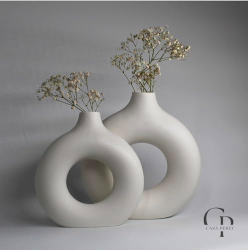 Donut Vases Set of Two, Ceramic Vase Aesthetic - Görsel 5