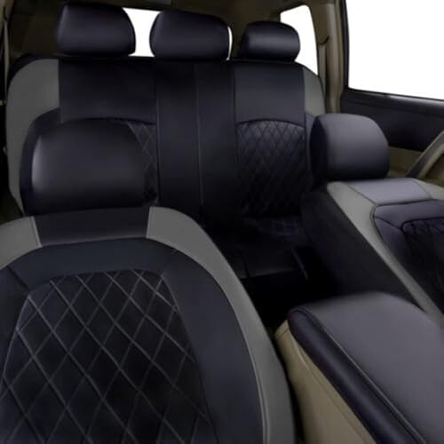 ZHENWANG Auto Schonbezüge für Skoda Kamiq 2018-2022 2023 2024,Auto Sitzbezüge Sitzauflagen Set PU Leder wasserdichte Autositzschoner Sitzbezügesets Sitzschoner Innere Zubehör,C-Grey - Görsel 4