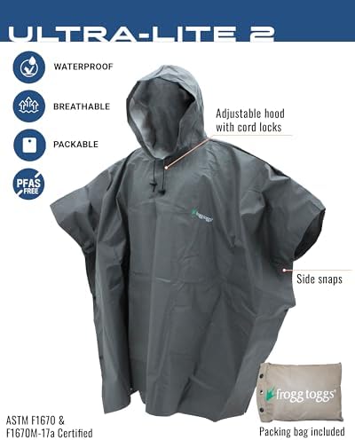 FROGG TOGGS Ultra-lite2 Waterproof, Breathable Rain Poncho, Adult and Youth Sizes - Görsel 2
