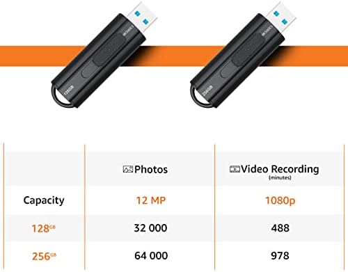 Amazon Basics 128 GB Ultra Fast USB 3.1 Flash Drive, Black - Görsel 7