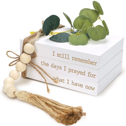 Decorative Books for Home Decor, Mini Faux Books for Decoration, Christian Decor Books for Living Room, Entryway, Bookshelf, Coffee Table, Farmhouse Stacked Books Decor Set of 3, Spiritual Gifts - Görsel 1