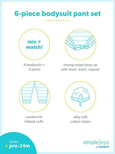 Simple Joys by Carter's Baby 6-Piece Bodysuits (Short and Long Sleeve) and Pants Set - Görsel 4
