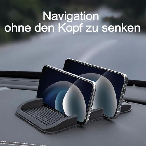 Lcyen Kaymaz araç gösterge paneli, araç için cep telefonu rafı, 3'ü 1 arada kaymaz ped, silikon araç pedleri, çift kart yuvalı tasarım, cep telefonları, anahtarlar, güneş gözlükleri için - Görsel 2